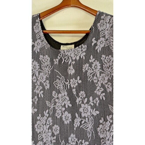 Vtg ALWAYS CAROLINE Crochet Lined Floral Maxi Dress Sz 14 Boho Coquette Cottage - Picture 6 of 6